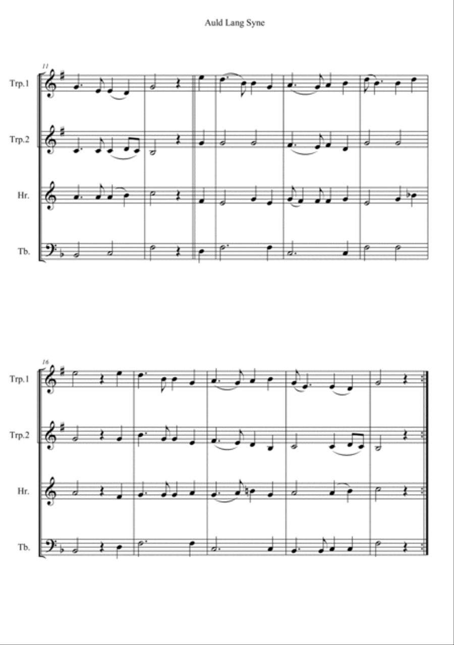 Auld Lang Syne Horn scores gallery preview page 2