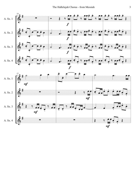 The Hallelujah Chorus - from Messiah for 4 alto saxophones