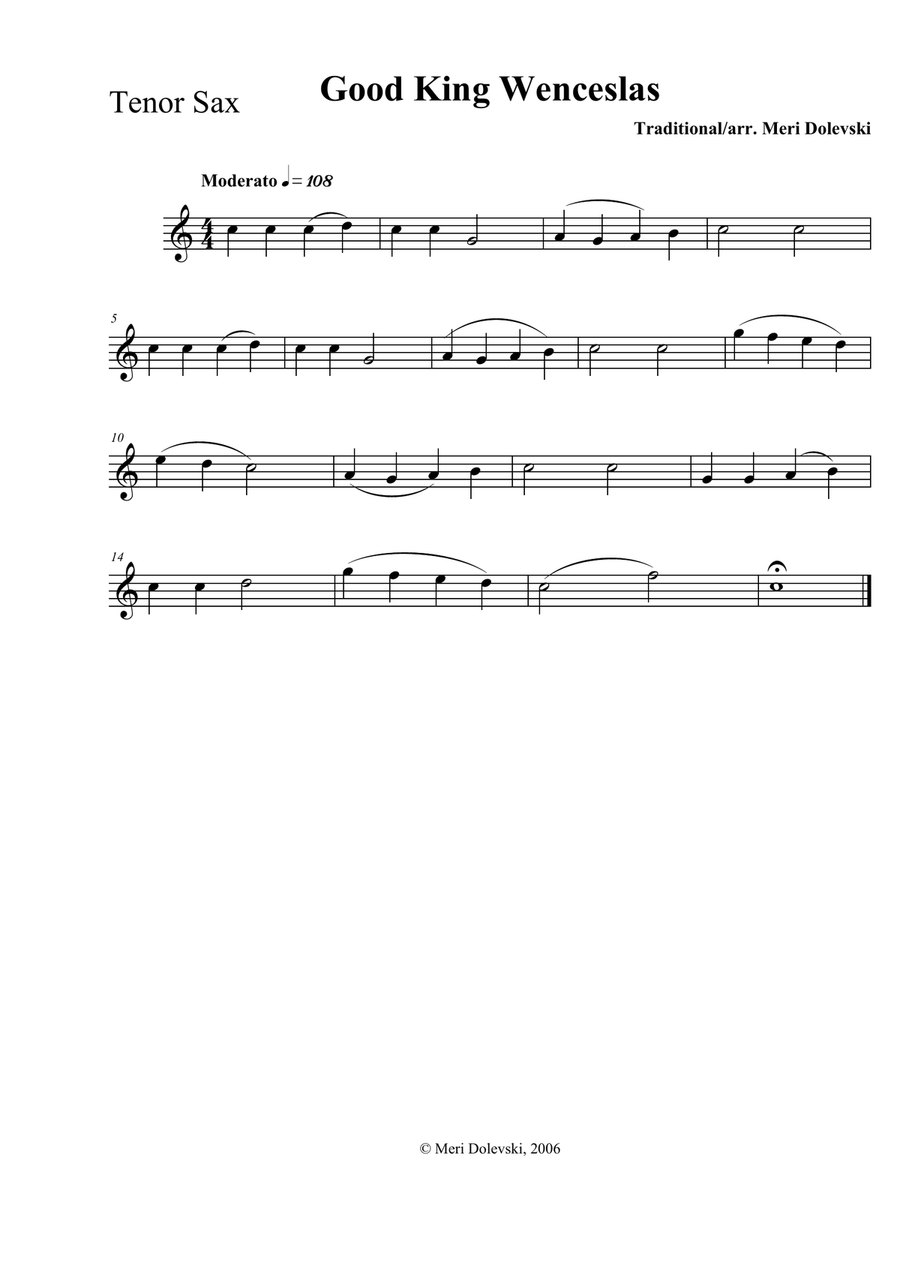 A Beginner Saxophone Christmas--B flat saxes (soprano, tenor, bass) Tenor Saxophone scores gallery preview page 6