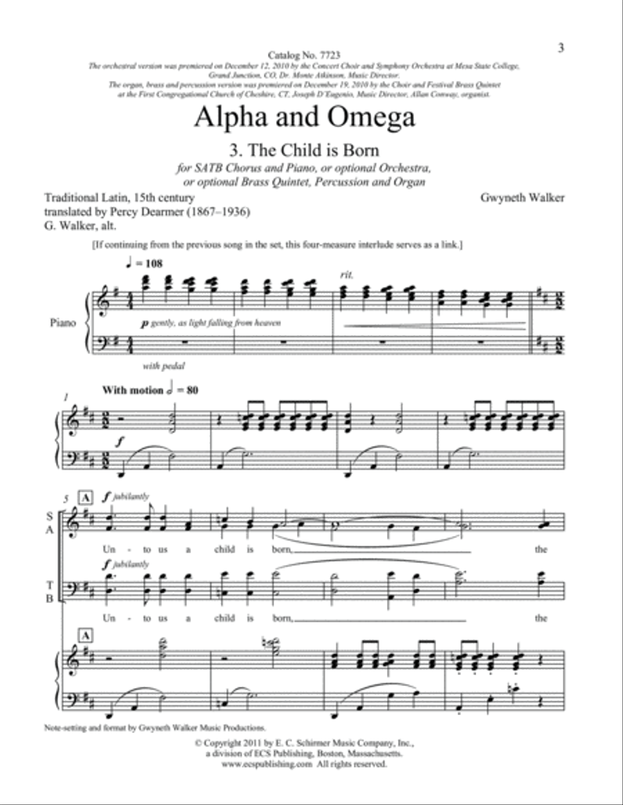 Alpha and Omega: 3. The Child is Born 4-Part scores gallery preview page 3