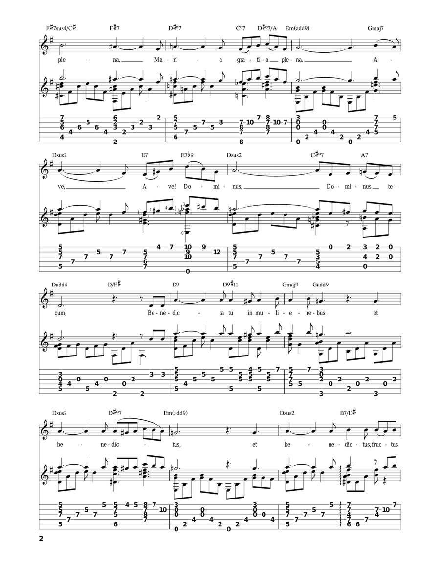Ave Maria Acoustic Guitar scores gallery preview page 2