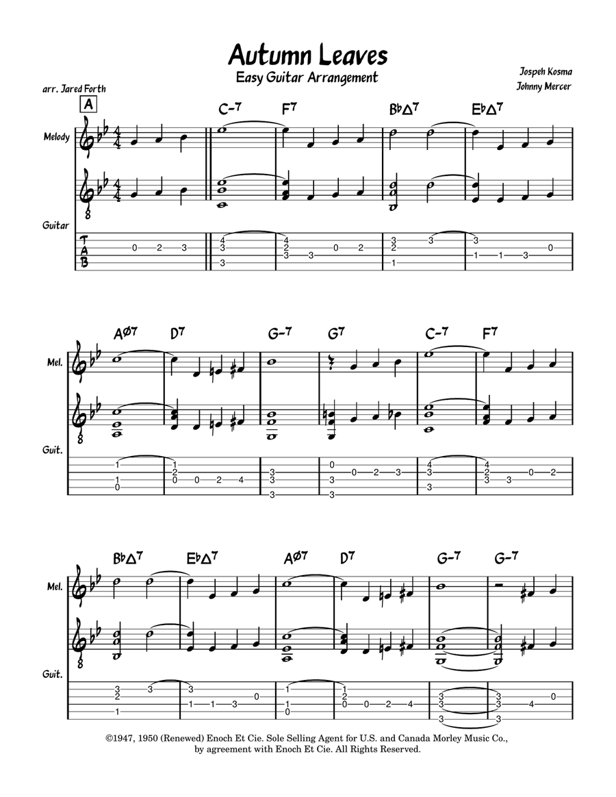 Autumn Leaves Electric Guitar scores gallery preview page 1