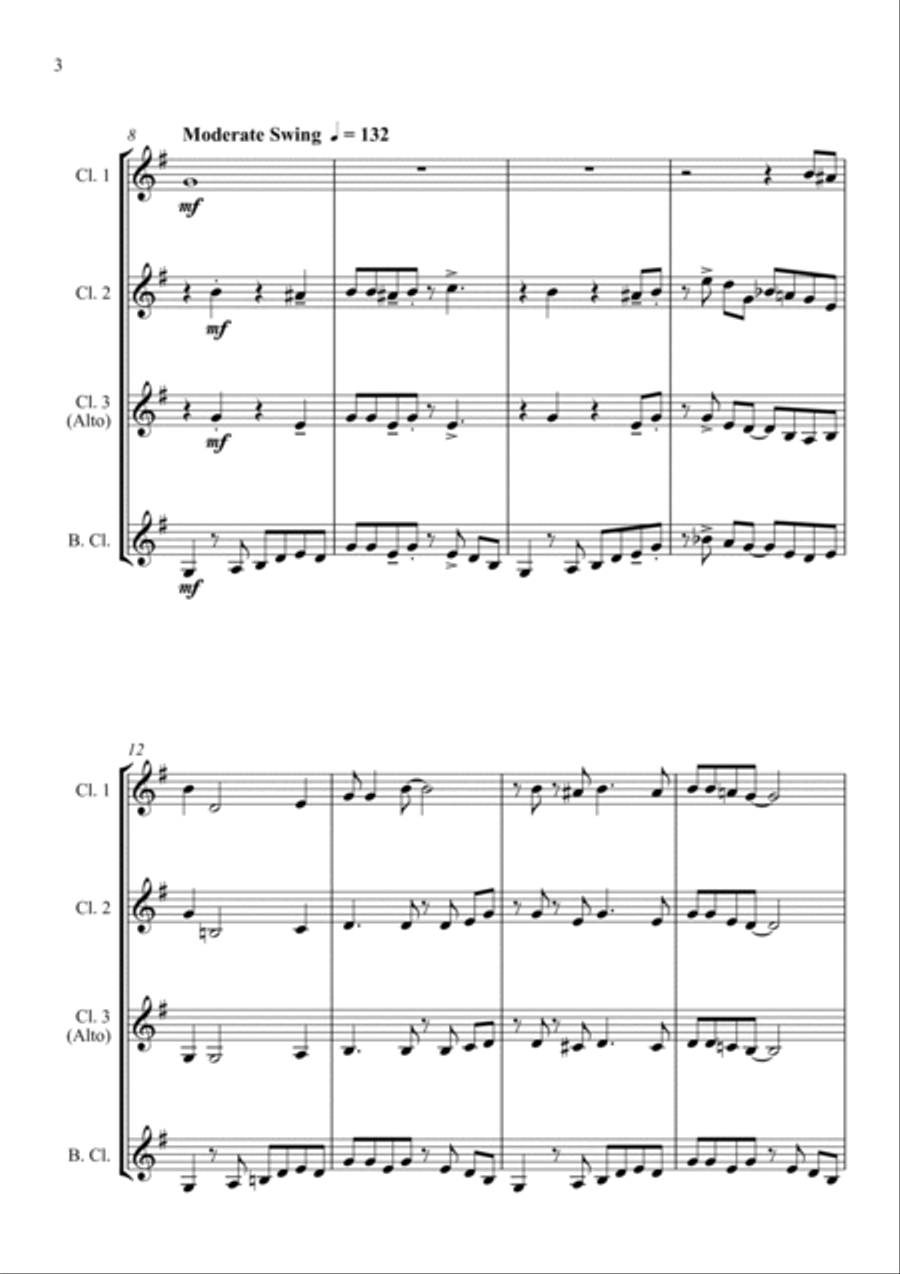 Down by the Riverside - for Clarinet Quartet Clarinet Quartet scores gallery preview page 4
