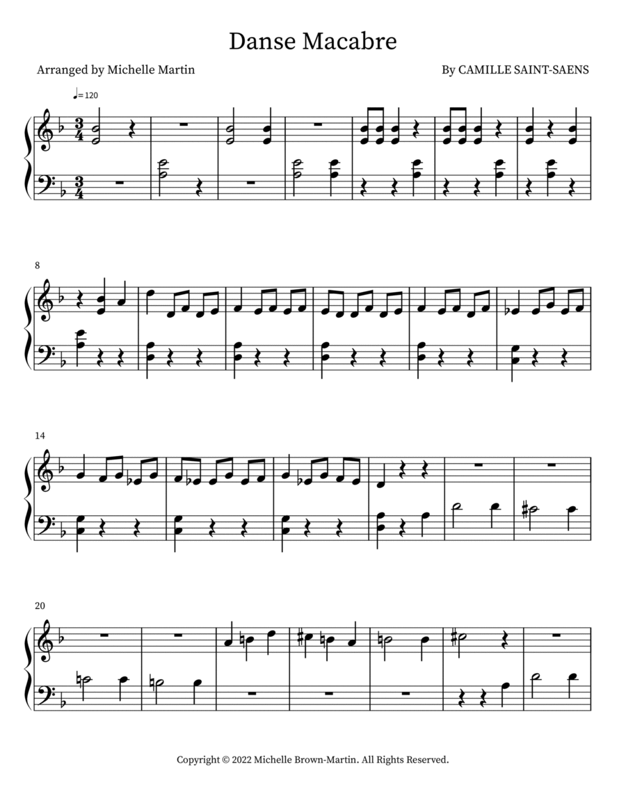 Danse Macabre Easy Piano scores gallery preview page 1