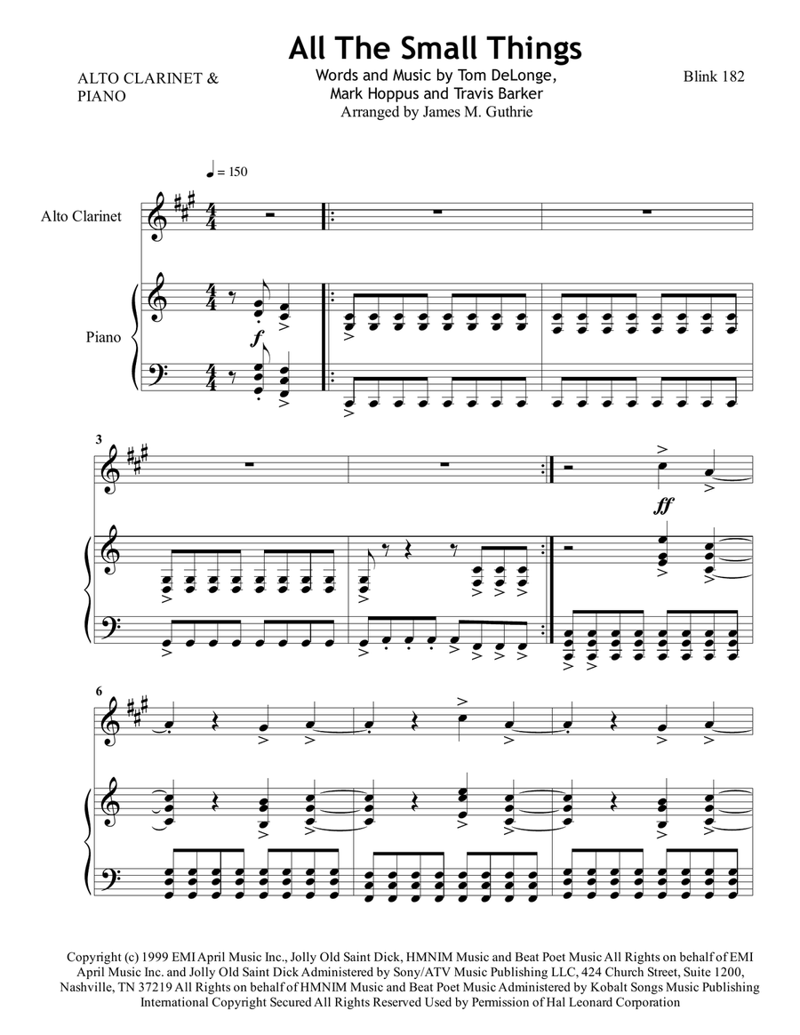 All The Small Things E-Flat Clarinet scores gallery preview page 1