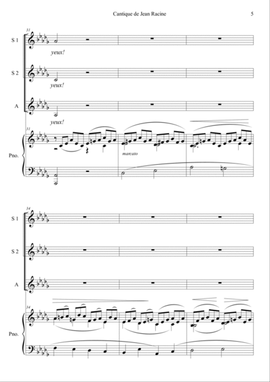 Cantique de Jean Racine SSA scores gallery preview page 5