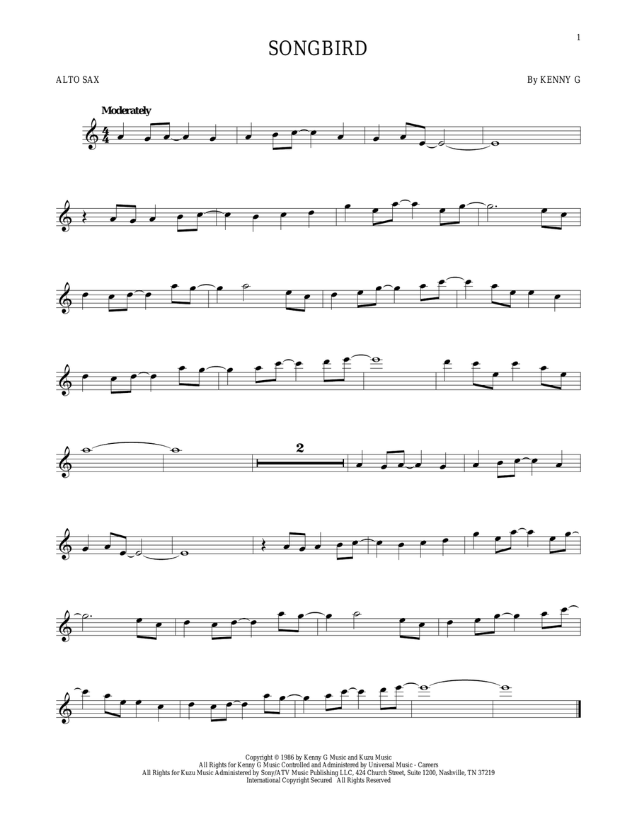 Songbird Alto Saxophone scores gallery preview page 1