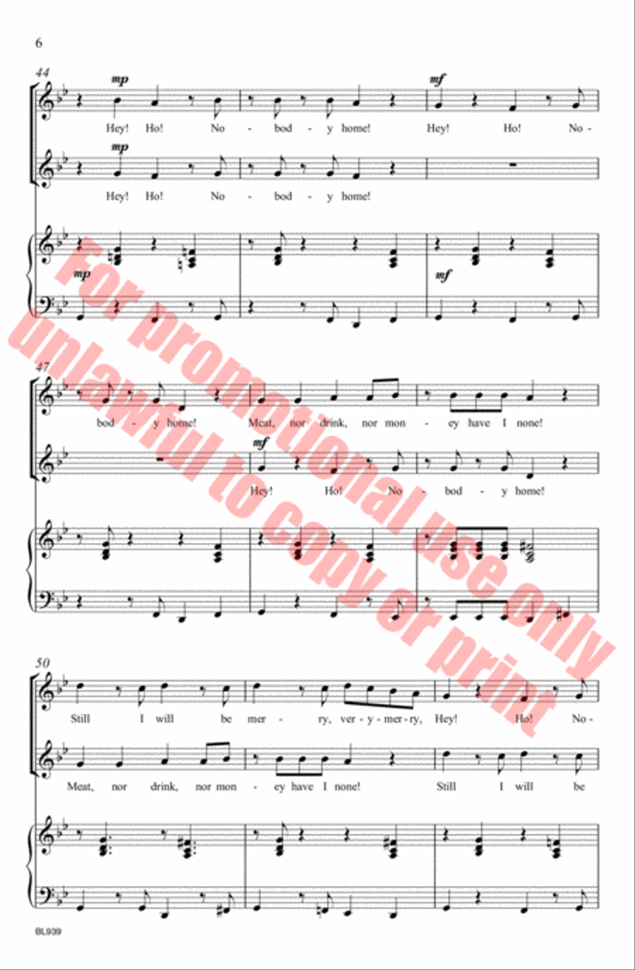 Hey! Ho! Nobody Home Hey! Ho! Nobody Home Choir scores gallery preview page 7