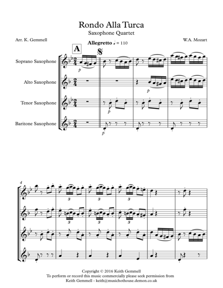 Rondo Alla Turca: Saxophone Quartet image number null