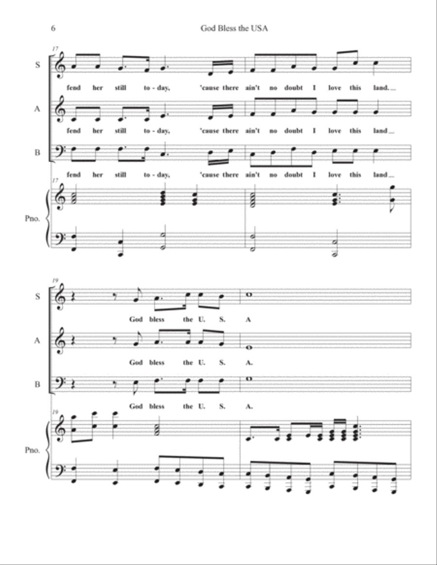 God Bless The U.s.a. 3-Part scores gallery preview page 6