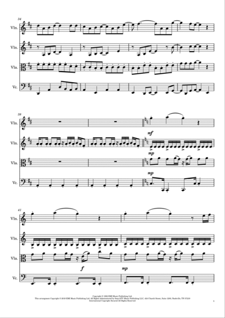 Come On Eileen String Quartet scores gallery preview page 5