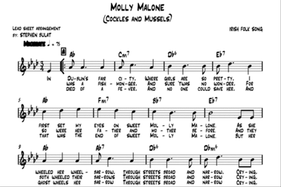 Molly Malone (Cockles and Mussels) - Lead sheet (key of Ab) Large Ensemble scores gallery preview page 2