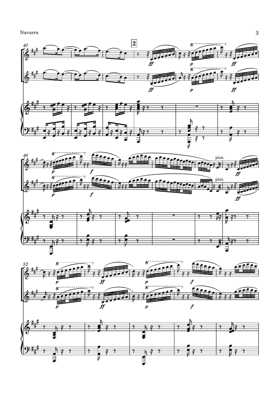 Sarasate Navarra Op. 33 for 2 Violins and Piano String Duet scores gallery preview page 4