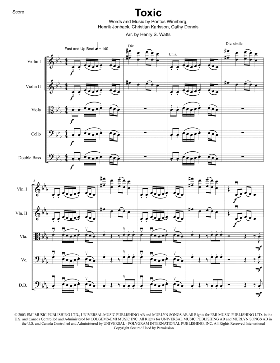 Toxic String Orchestra scores gallery preview page 1