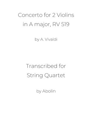Book cover for Vivaldi: Concerto for 2 Violins, RV 519 - String Quartet