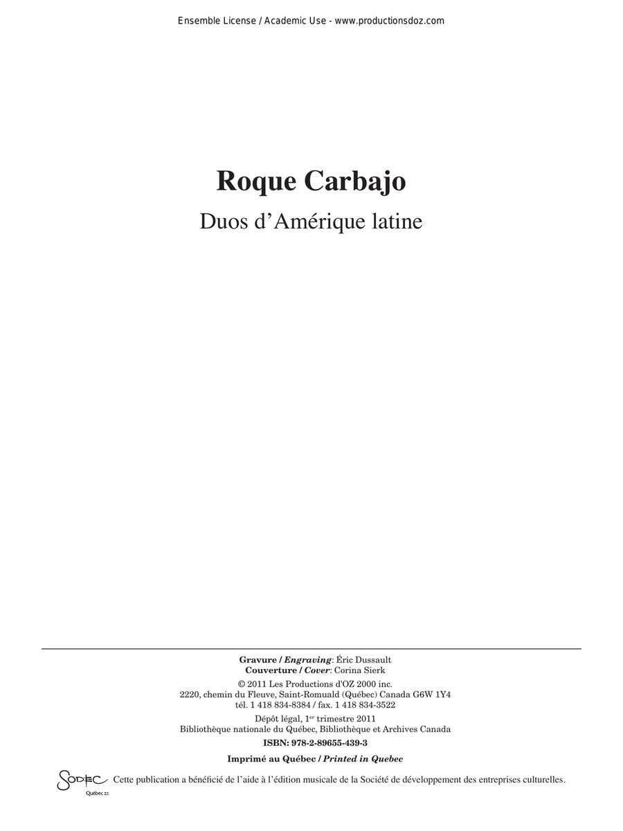 Duos d’Amérique latine Classical Guitar scores gallery preview page 1