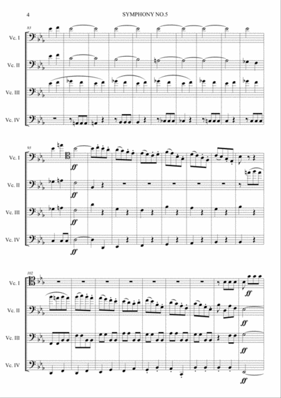Symphony No.5 Op.67 Hard Version Cello scores gallery preview page 4