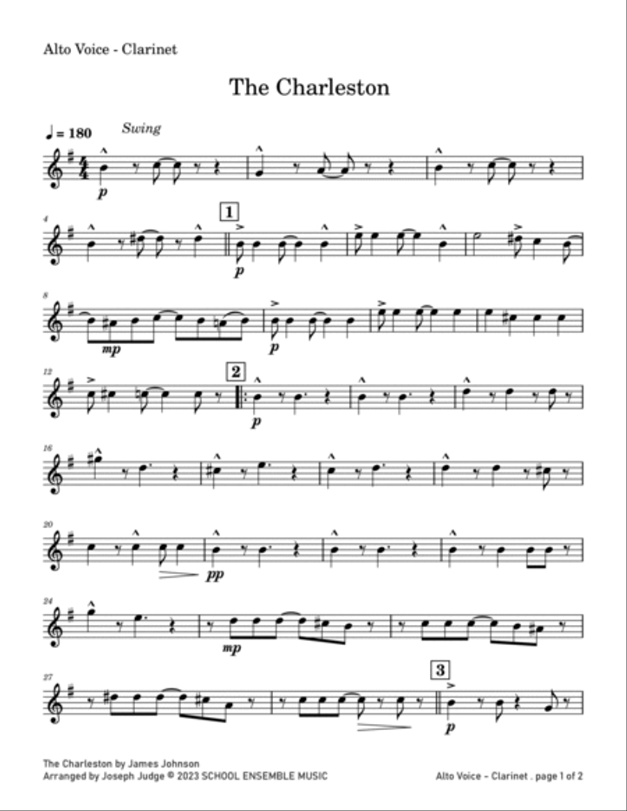 The Charleston by James Johnson for Clarinet Quartet in Schools Clarinet Quartet scores gallery preview page 6