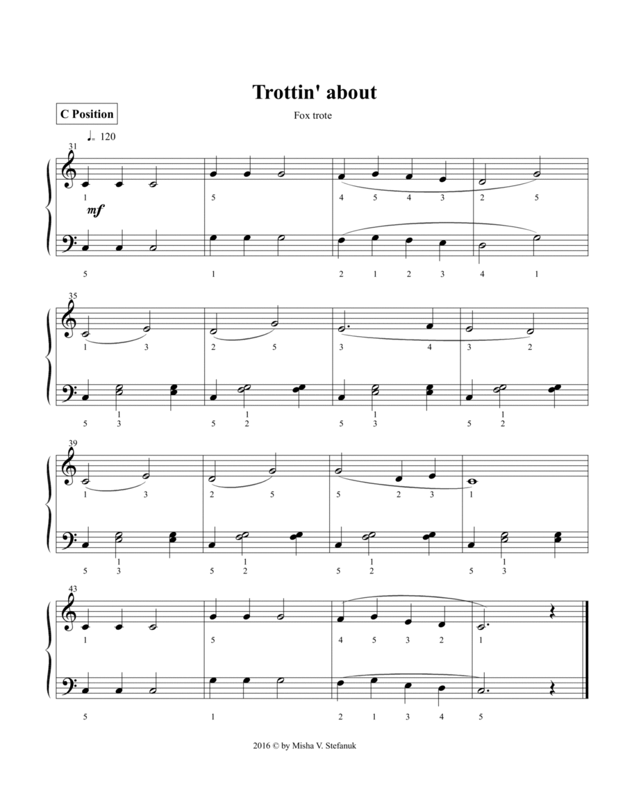 Trottin' About, Foxtrote Easy Piano scores gallery preview page 1