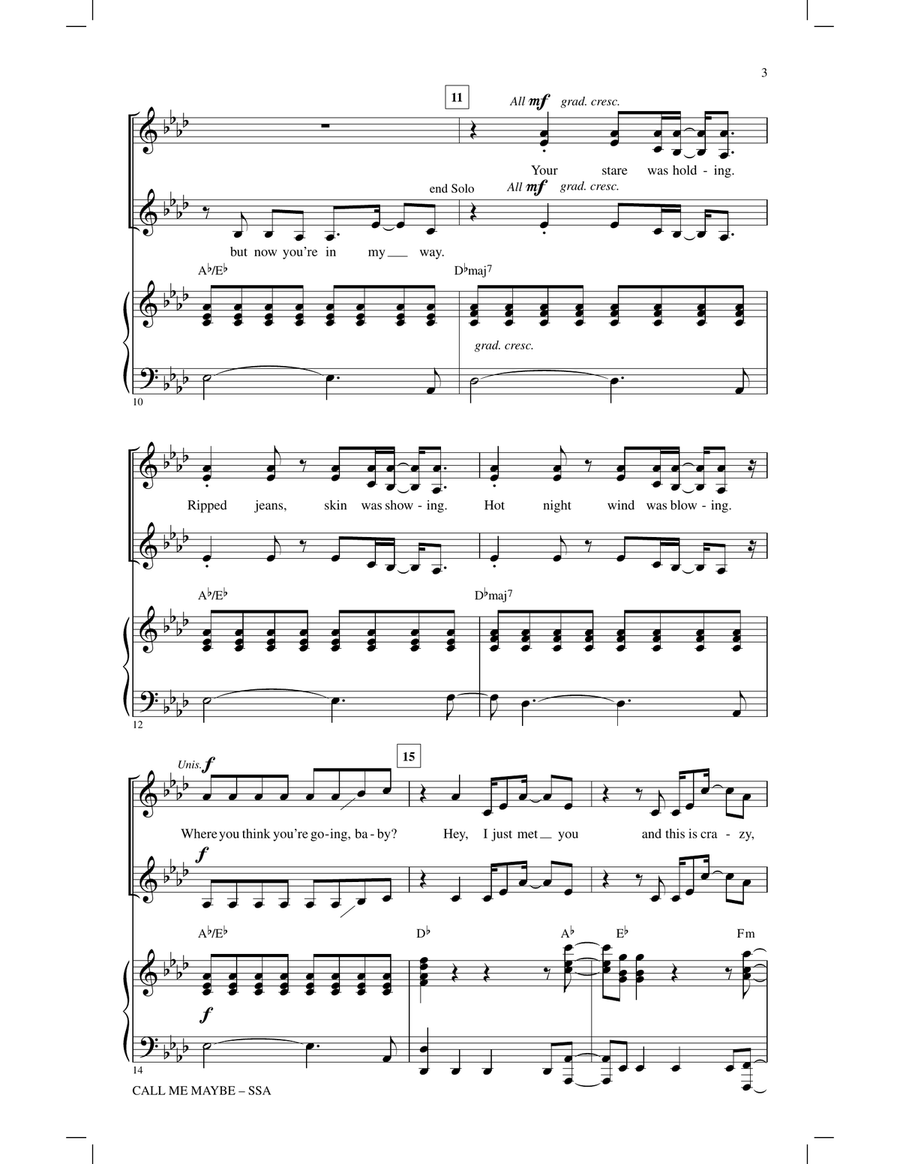Call Me Maybe SSA scores gallery preview page 2
