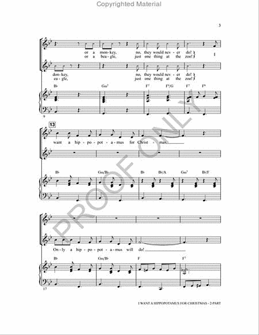 I Want a Hippopotamus for Christmas 2-Part scores gallery preview page 3