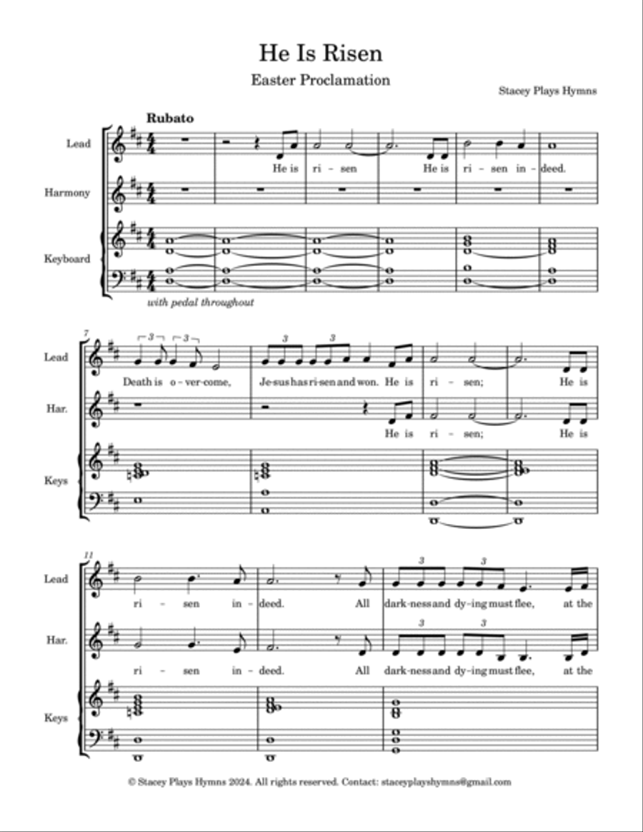 He Is Risen (Easter Proclamation) Voice scores gallery preview page 2