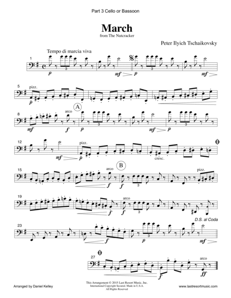 March from the Nutcracker for Piano Trio (Violin, Cello, Piano) Set of 3 Parts