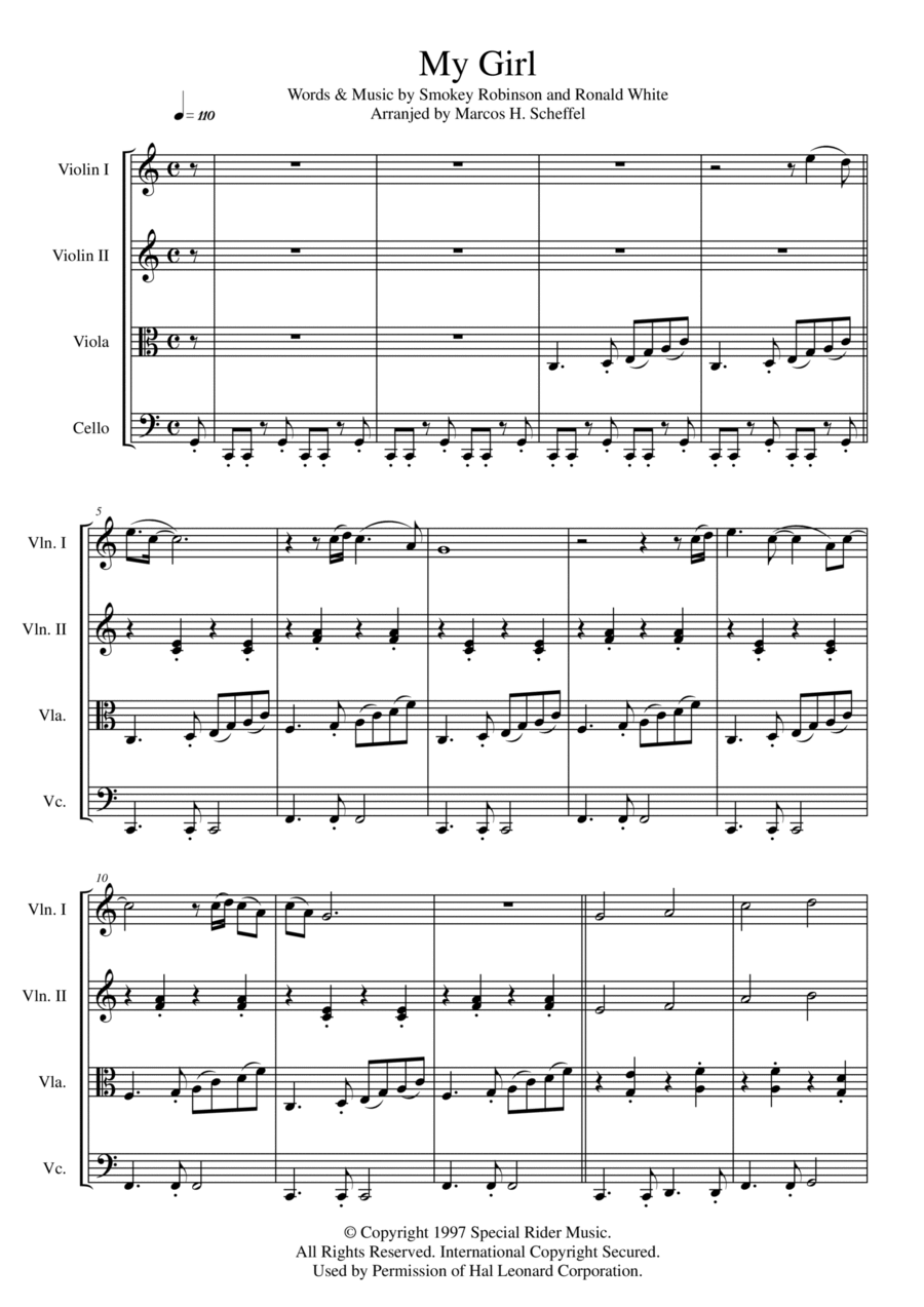 My Girl String Quartet scores gallery preview page 1