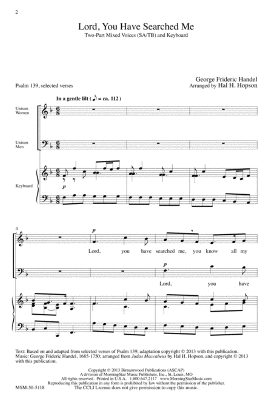 Lord, You Have Searched Me 2-Part scores gallery preview page 2