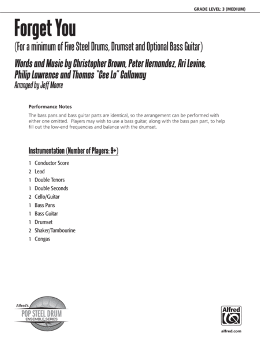 Forget You: Score Steel Drum Band scores gallery preview page 1