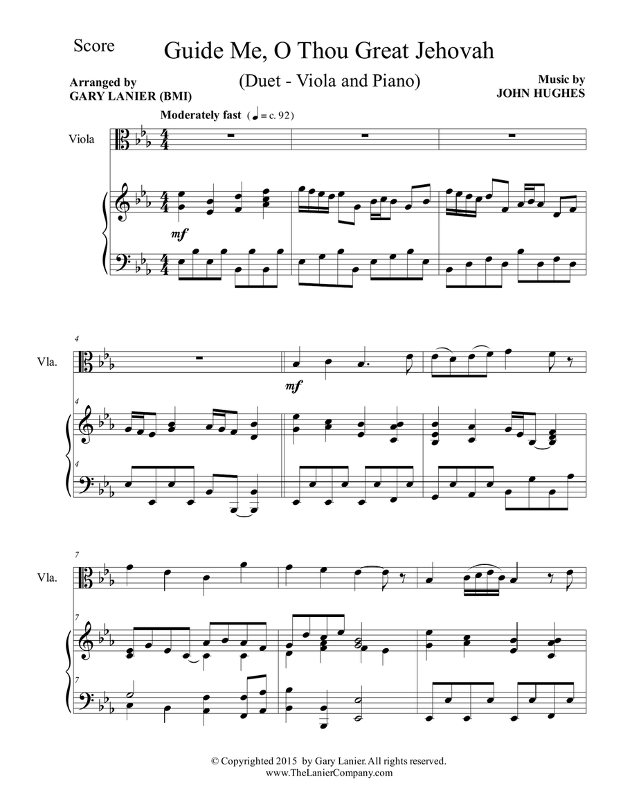 GUIDE ME, O THOU GREAT JEHOVAH (Duet – Viola and Piano/Score and Parts) Piano Accompaniment scores gallery preview page 2