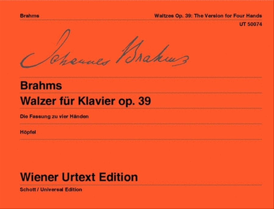 Waltzes for Piano, Op. 39, Urtext (piano, 4-hands) Chamber Music scores gallery preview page 1