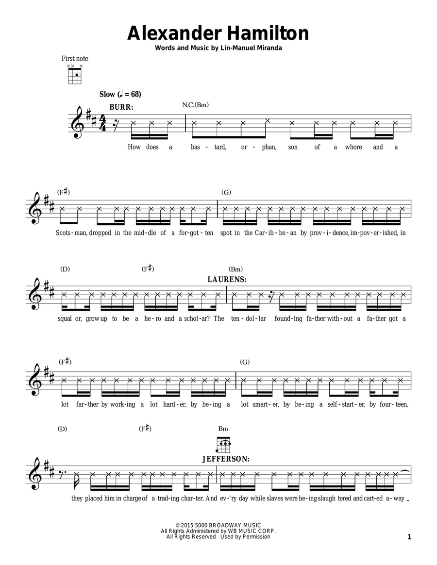 Alexander Hamilton (from Hamilton) Ukulele scores gallery preview page 1