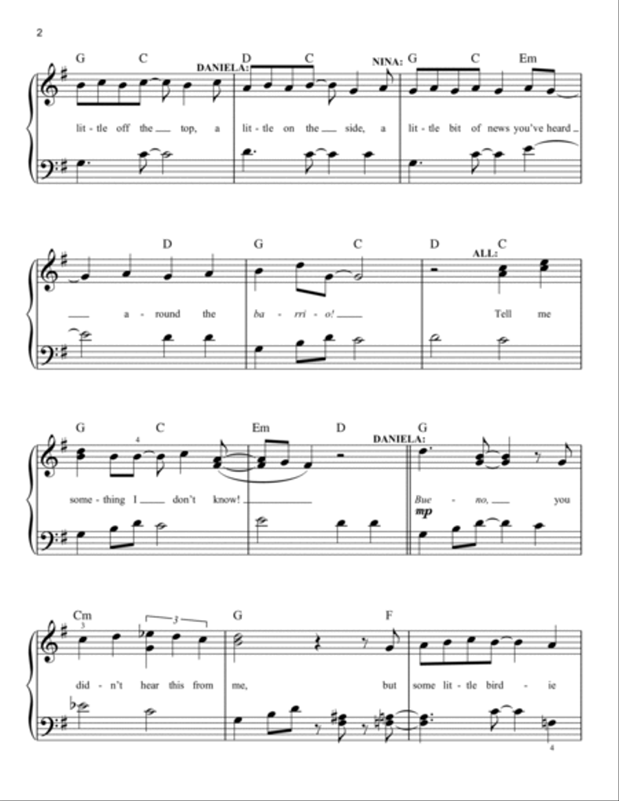 No Me Diga (from In The Heights: The Musical) Easy Piano scores gallery preview page 2