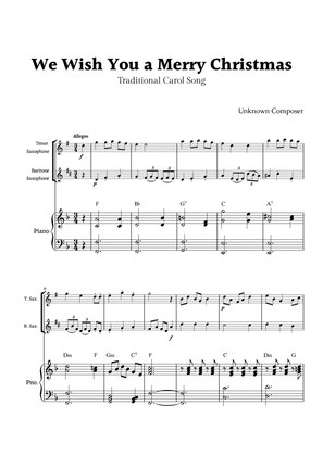 We Wish you a Merry Christmas for Tenor Sax and Baritone Sax Duet with Piano