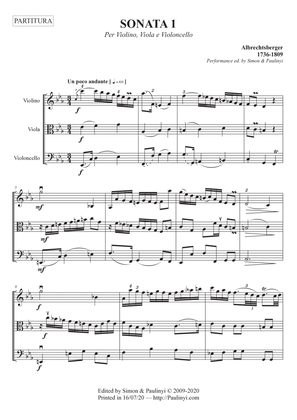 Albrechtsberger: Sonata n.1 Trio (violino, viola, violoncello/bassoon). Dr. Zoltan Paulinyi's editio