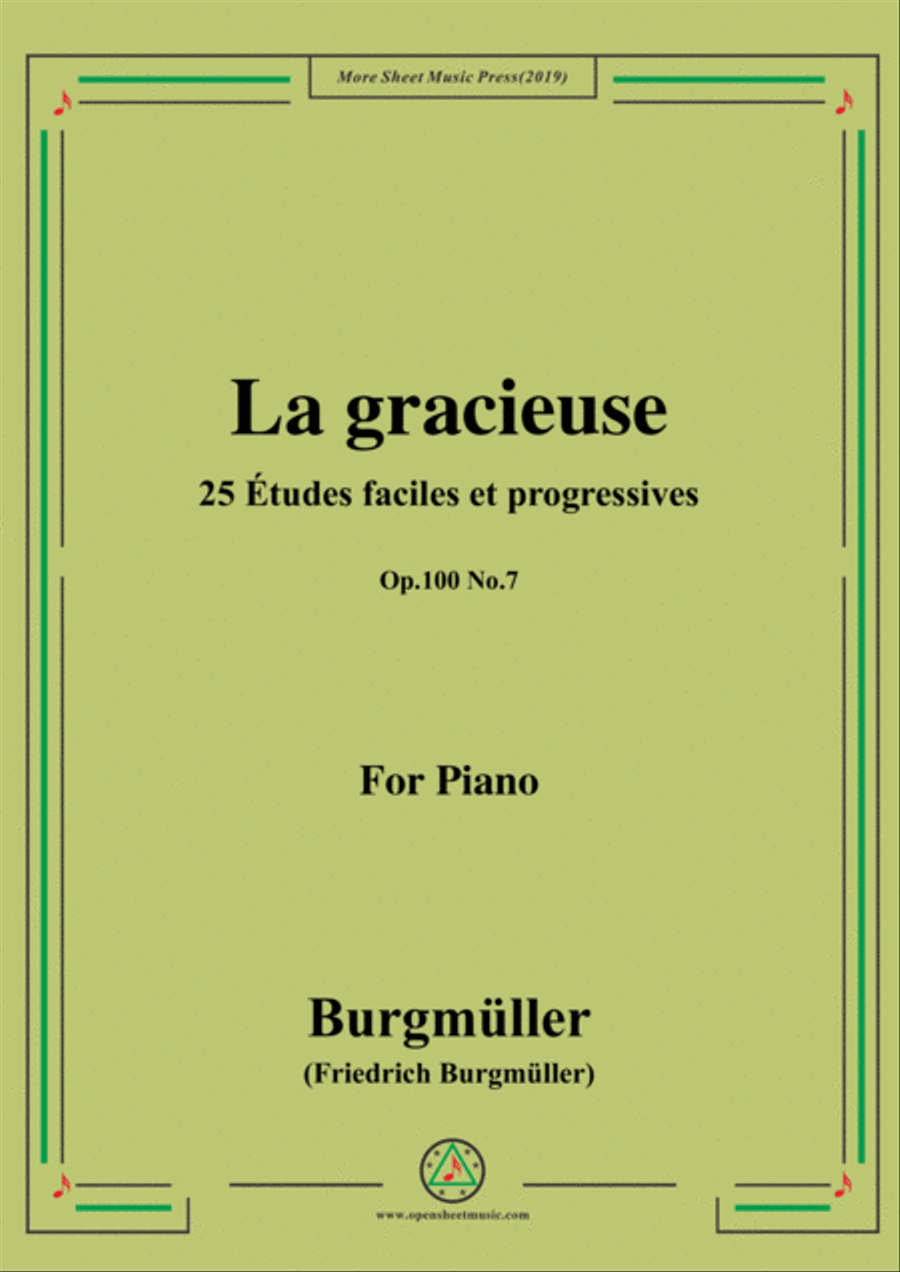Burgmüller-25 Études faciles et progressives, Op.100 No.8,La gracieuse Piano Solo scores gallery preview page 1