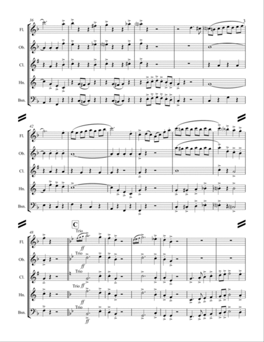 March – “Bravura” (for Woodwind Quintet) Woodwind Quintet scores gallery preview page 4