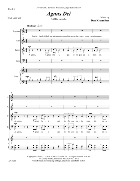 Agnus Dei - SATB choir, a cappella