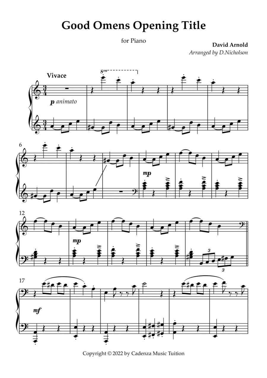 Good Omens (theme) Piano, Vocal, Guitar scores gallery preview page 1