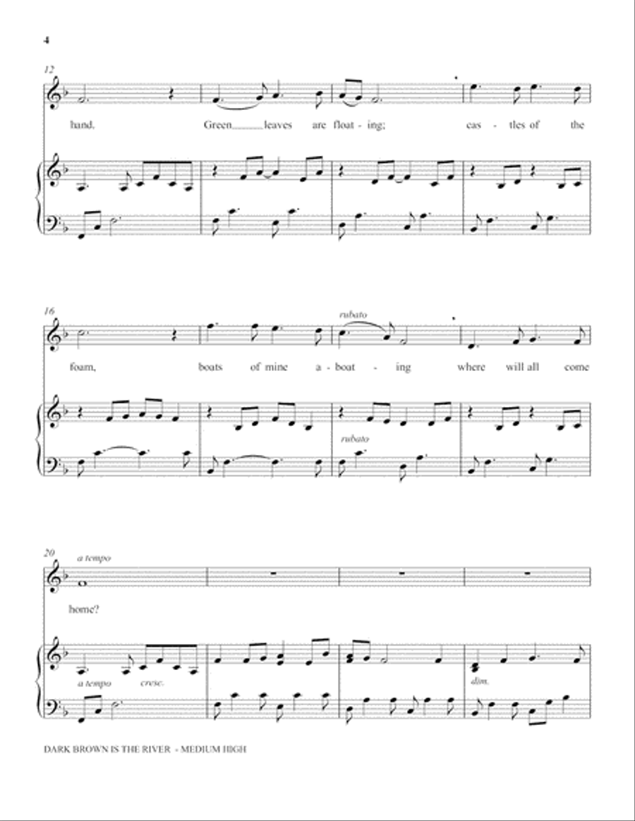 Dark Brown Is The River (Medium High Voice) (includes Audio) Choir scores gallery preview page 3