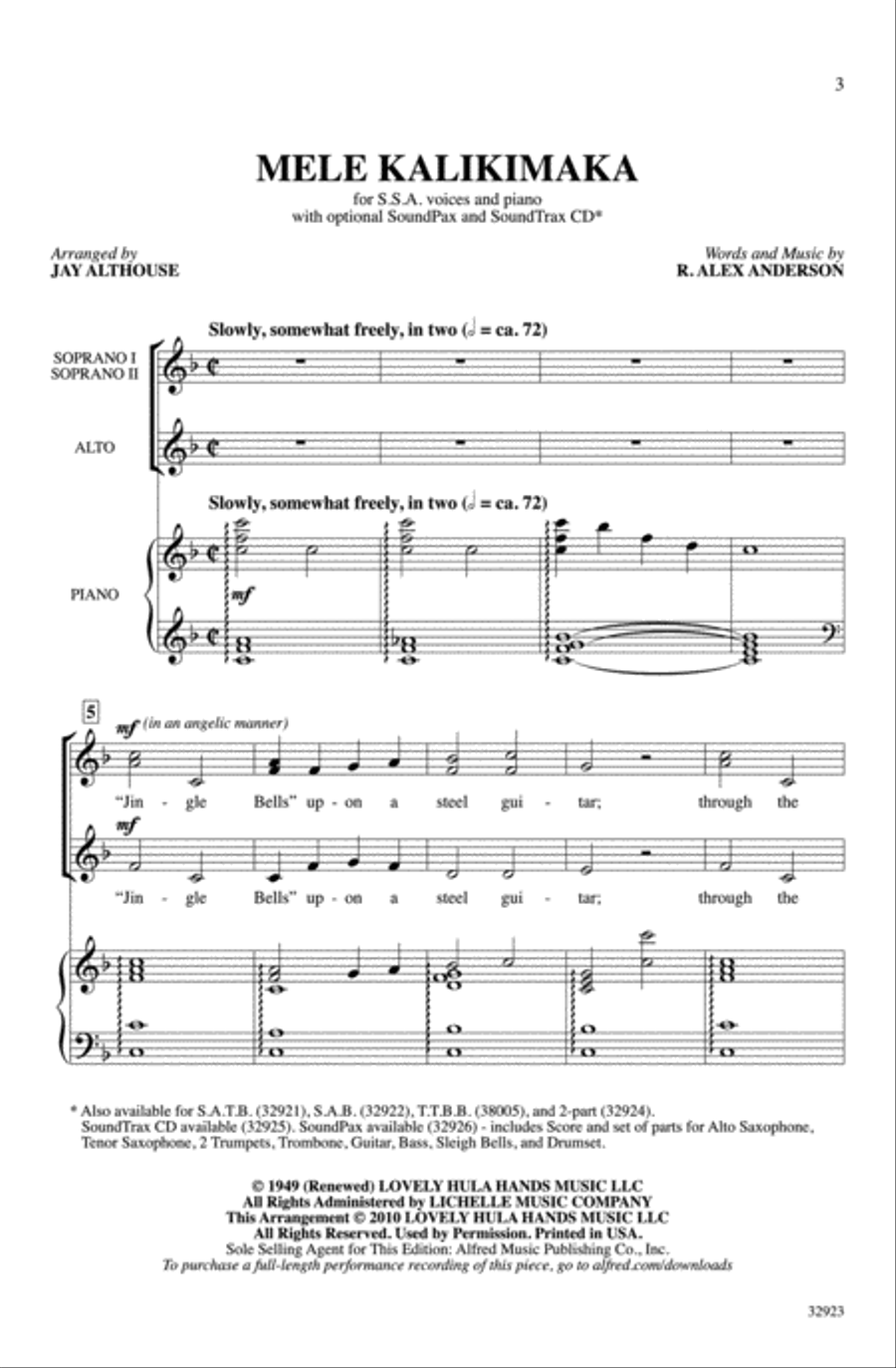 Mele Kalikimaka Mele Kalikimaka Women's Choir scores gallery preview page 2