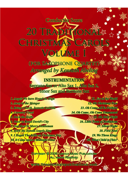 20 Traditional Christmas Carols Volume I (for Saxophone Quartet SATB or AATB) image number null