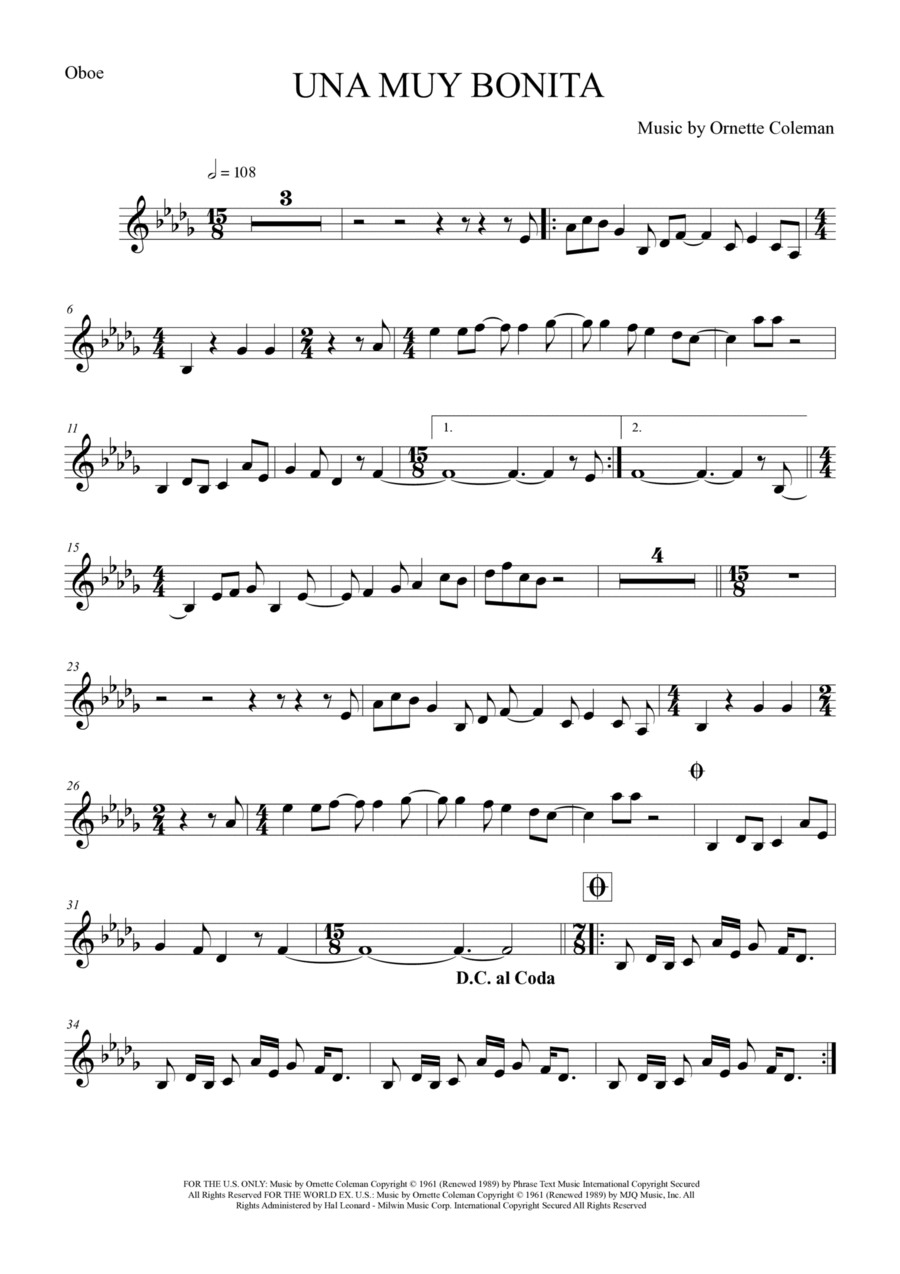 Una Muy Bonita Oboe Solo scores gallery preview page 1