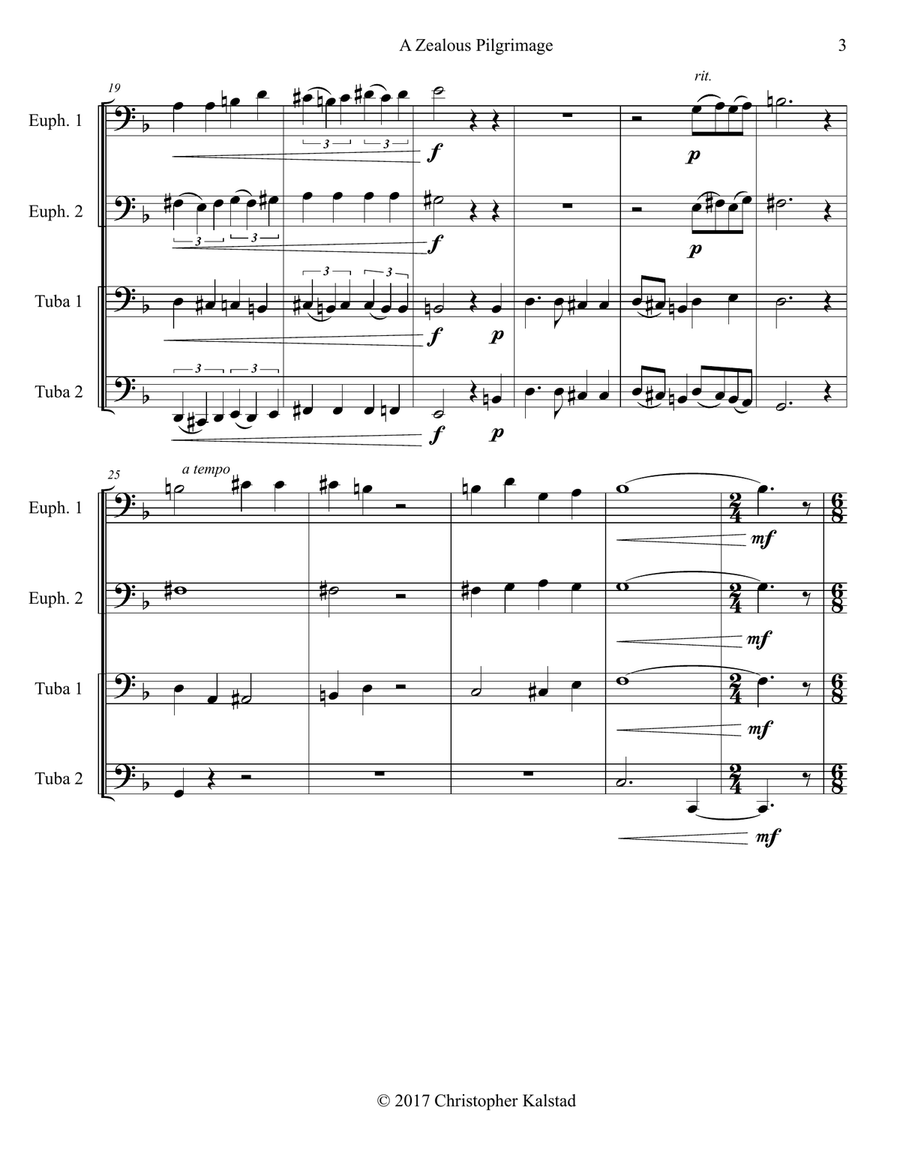 A Zealous Pilgrimage (Tuba Quartet) Brass Quartet scores gallery preview page 4