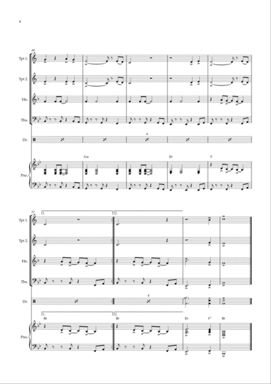 Stand By Me Brass Quartet scores gallery preview page 6