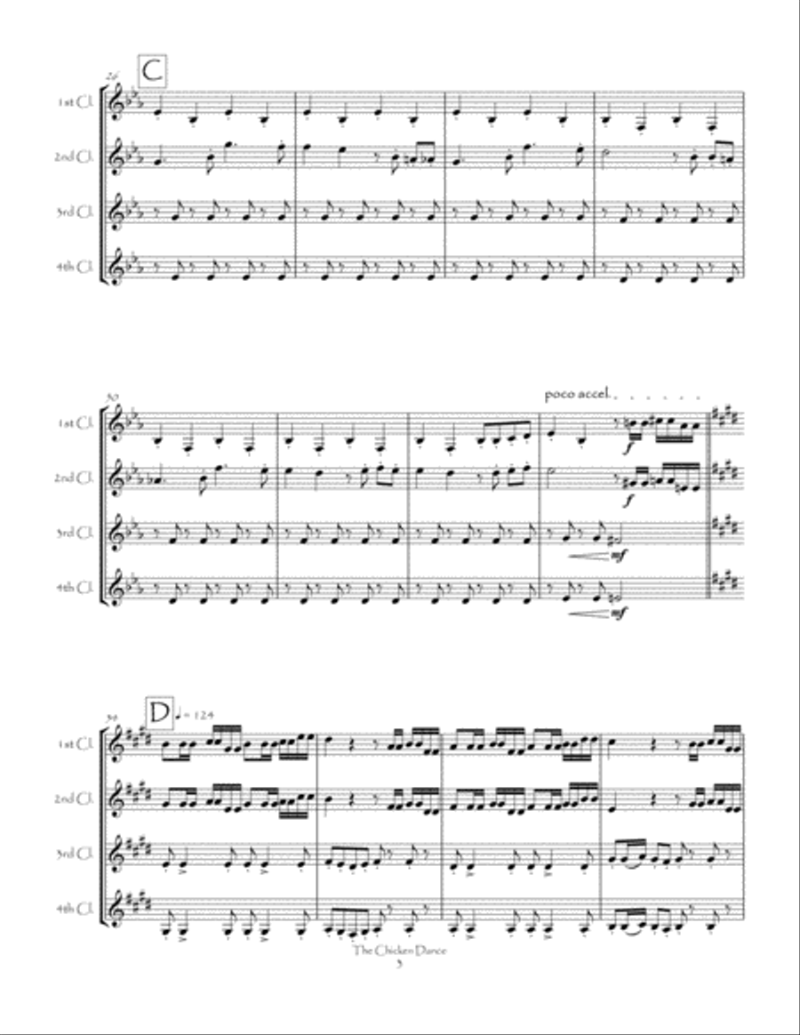 The Chicken Dance Clarinet Quartet scores gallery preview page 6