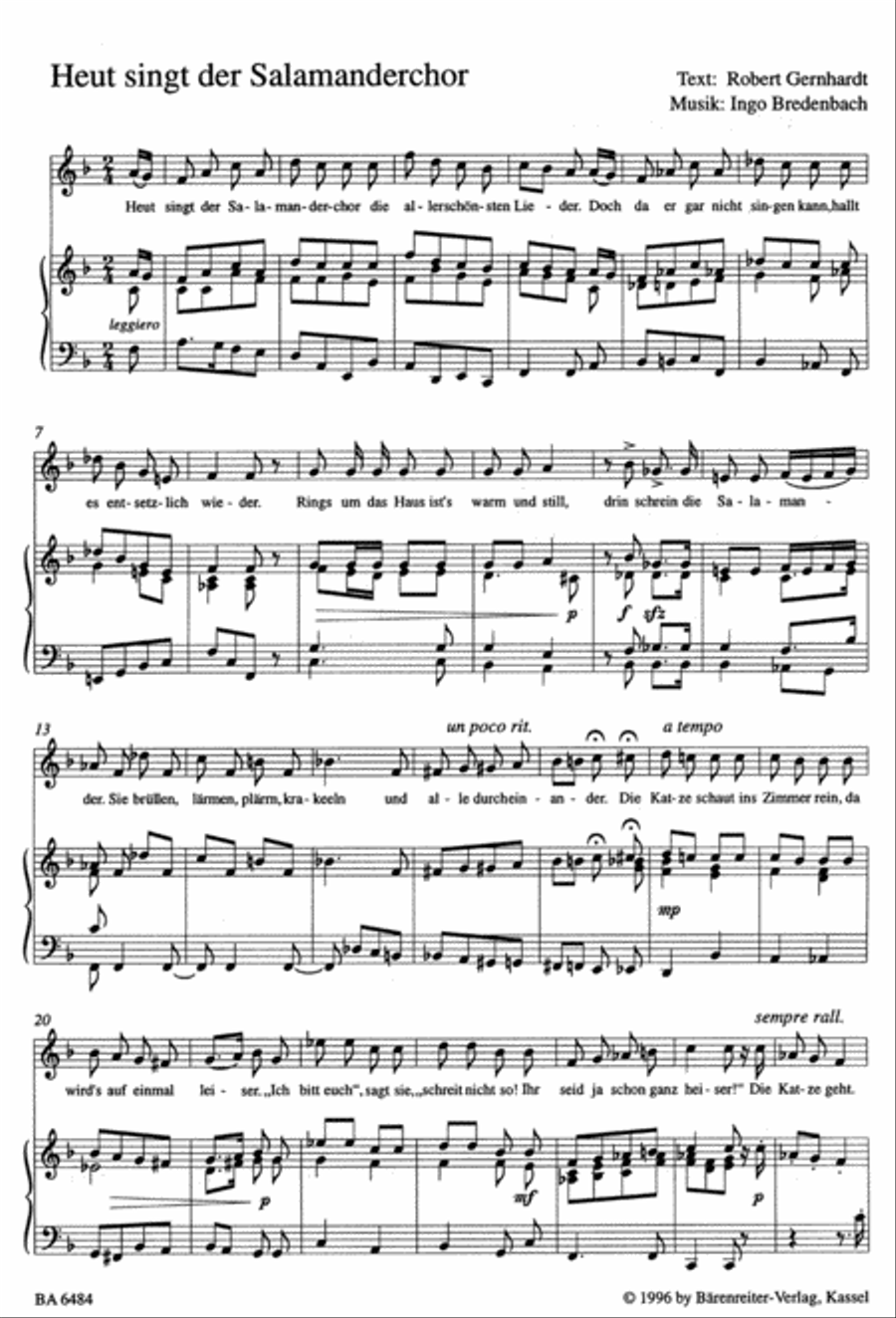 Heut singt der Salamanderchor Unison Choir scores gallery preview page 2