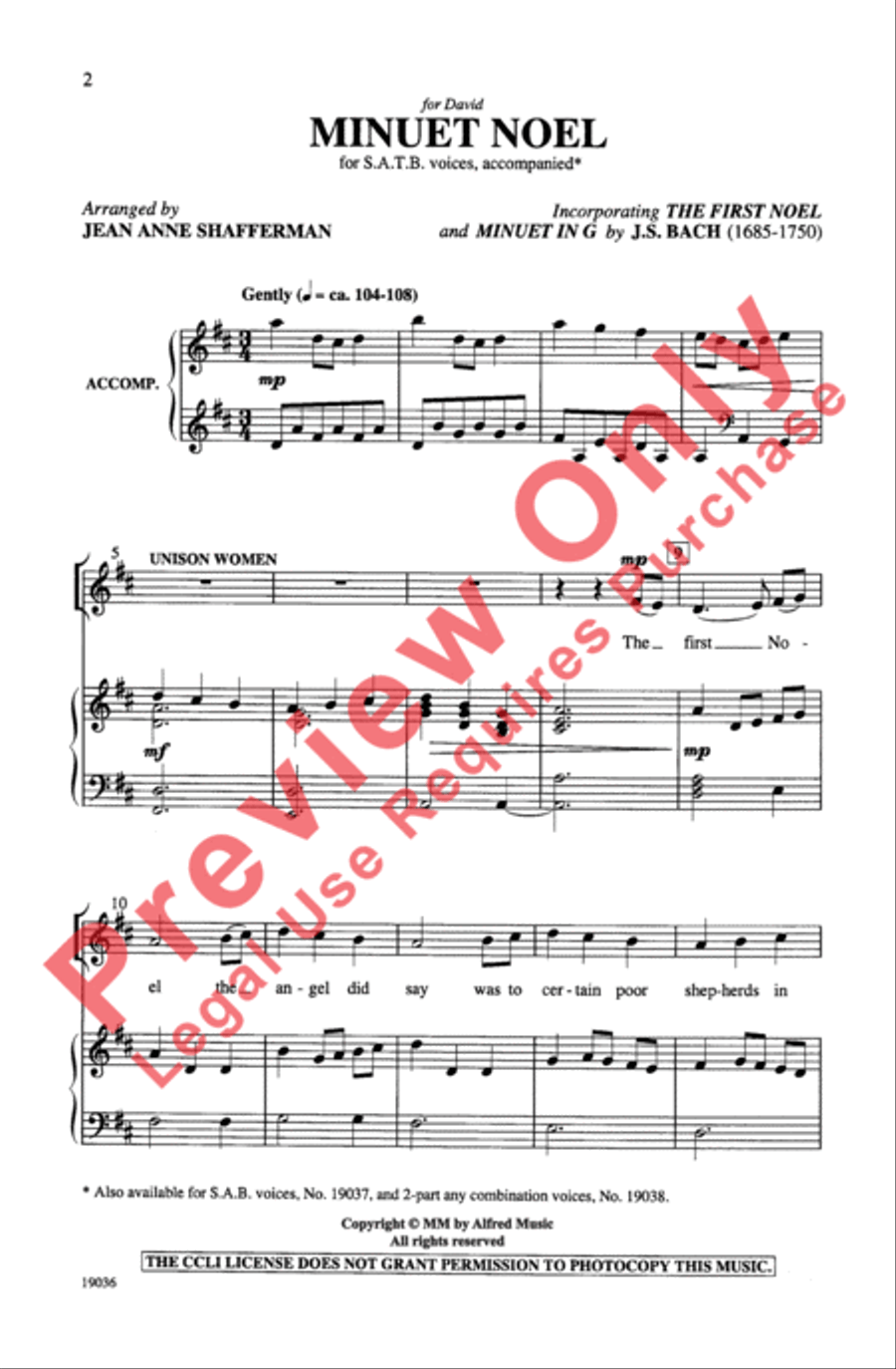 Minuet Noel Minuet Noel 4-Part scores gallery preview page 2
