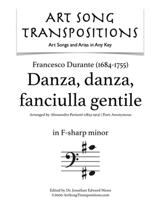 Book cover for DURANTE: Danza, danza, fanciulla gentile (transposed to F-sharp minor, bass clef)